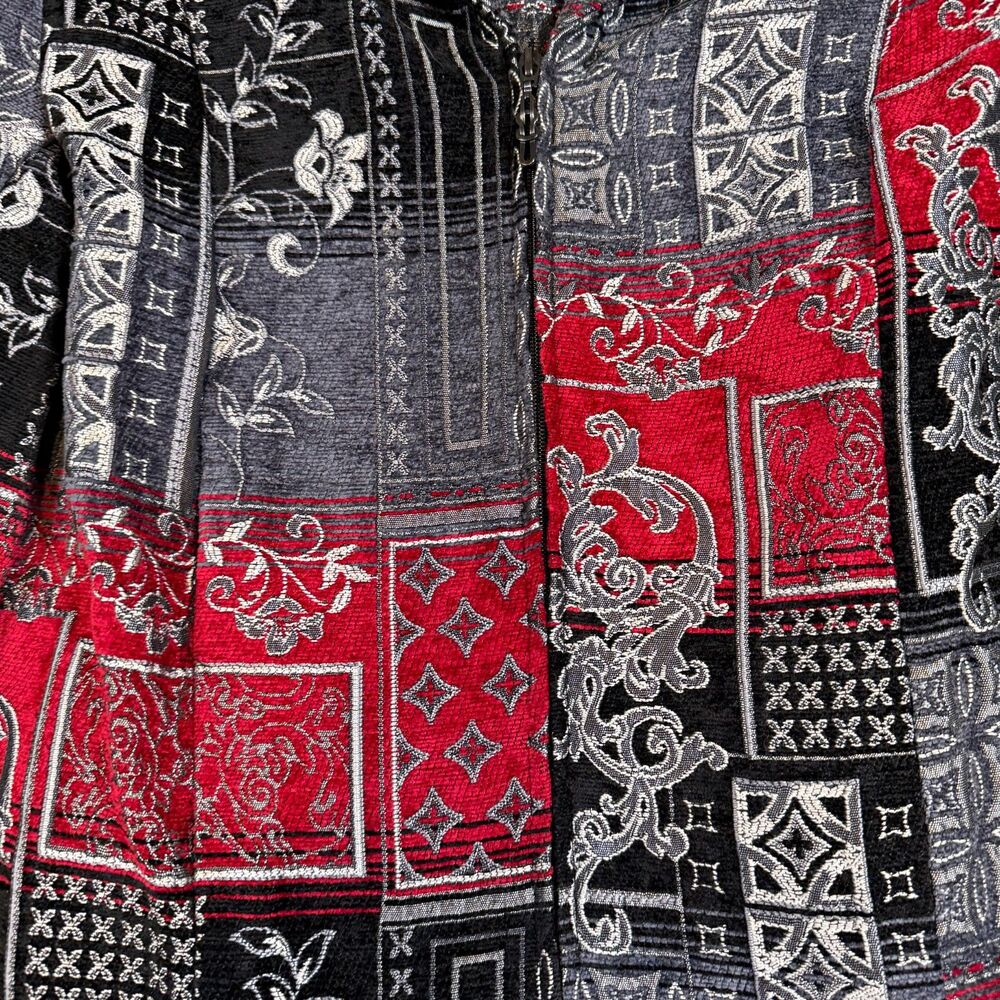 Vintage Renaissance Tapestry Patchwork Jacket Red… - image 4